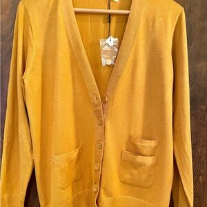 T Tahari Mustard Color        Cardigan Sweater
